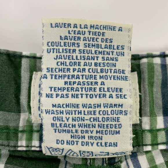 100% cotton plaid Green white Bermuda hiking shorts size 18 - Picture 13 of 16